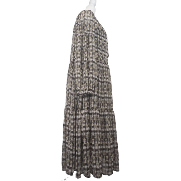 BANANA‎ REPUBLIC TIERED PEASANT, TAN PRINT DRESS, NEW WITH TAGS - Picture 4 of 10